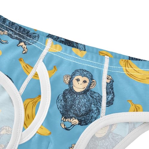 Wusikd Blue Bananas Boys' Underwear Cotton Monkey Boys Briefs Soft Toddler Underwear 2T4