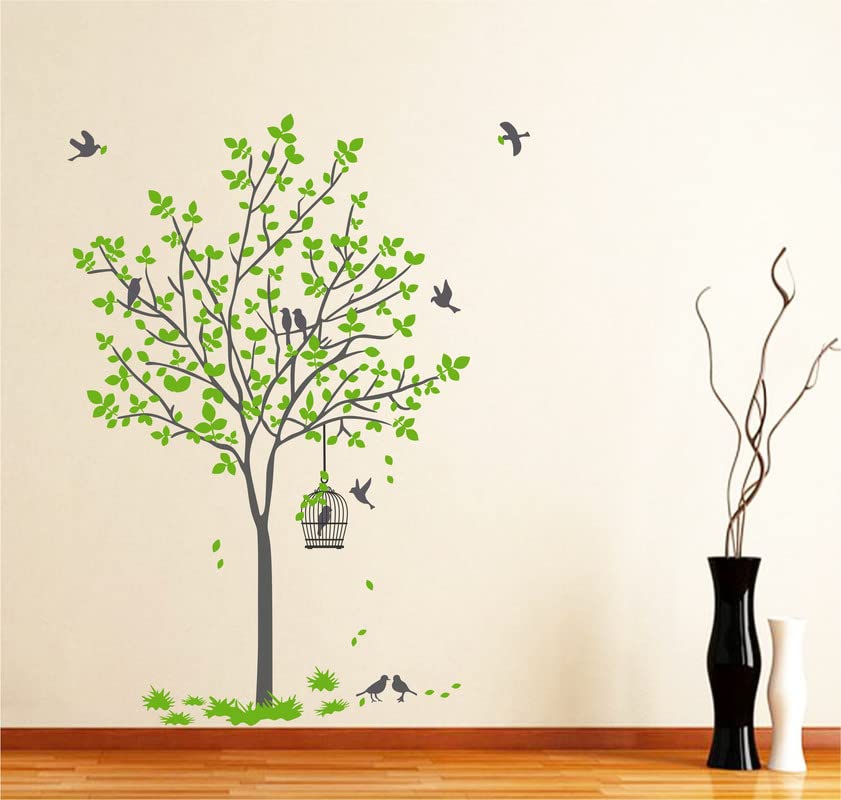 DreamKraft Tree with Swing & Birds Wall Sticker – Nature Theme PVC Vinyl Art for Living Room & Kids Room Décor (Size: 60 x 90 cm) 2