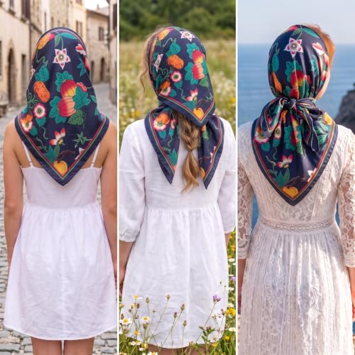 Image of Ravaiyaa - Attitude is everything Women Printed Silk Bandana 21 x 21 Inch Square Headband & Hair Wrap, Soft & Versatile | Fashion Neck Wrap