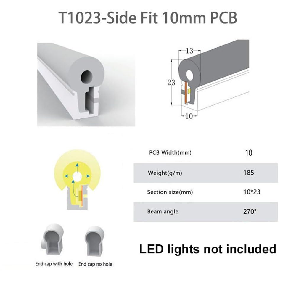 Tubo flexible de neón LED - Tira de luz de silicona impermeable, 1/2/3/4/5 m - Flexible y moldeable(White,0513-5m)