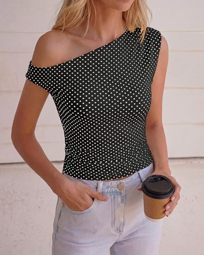 Image of NOLLSOM Spring Tops for Women Trendy Off The Shoulder Top Going Out T Shirts Casual Floral Blouses Summer Outfits 2026