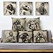 JWEK Kissenbezug 5-teiliges Set Leinen Beige Skizze Star Wars Printing Hug Kissenbezug 45X45Cm Platz Gitter Kissenbezug Sofa Home Decoration Hug Kissenbezug