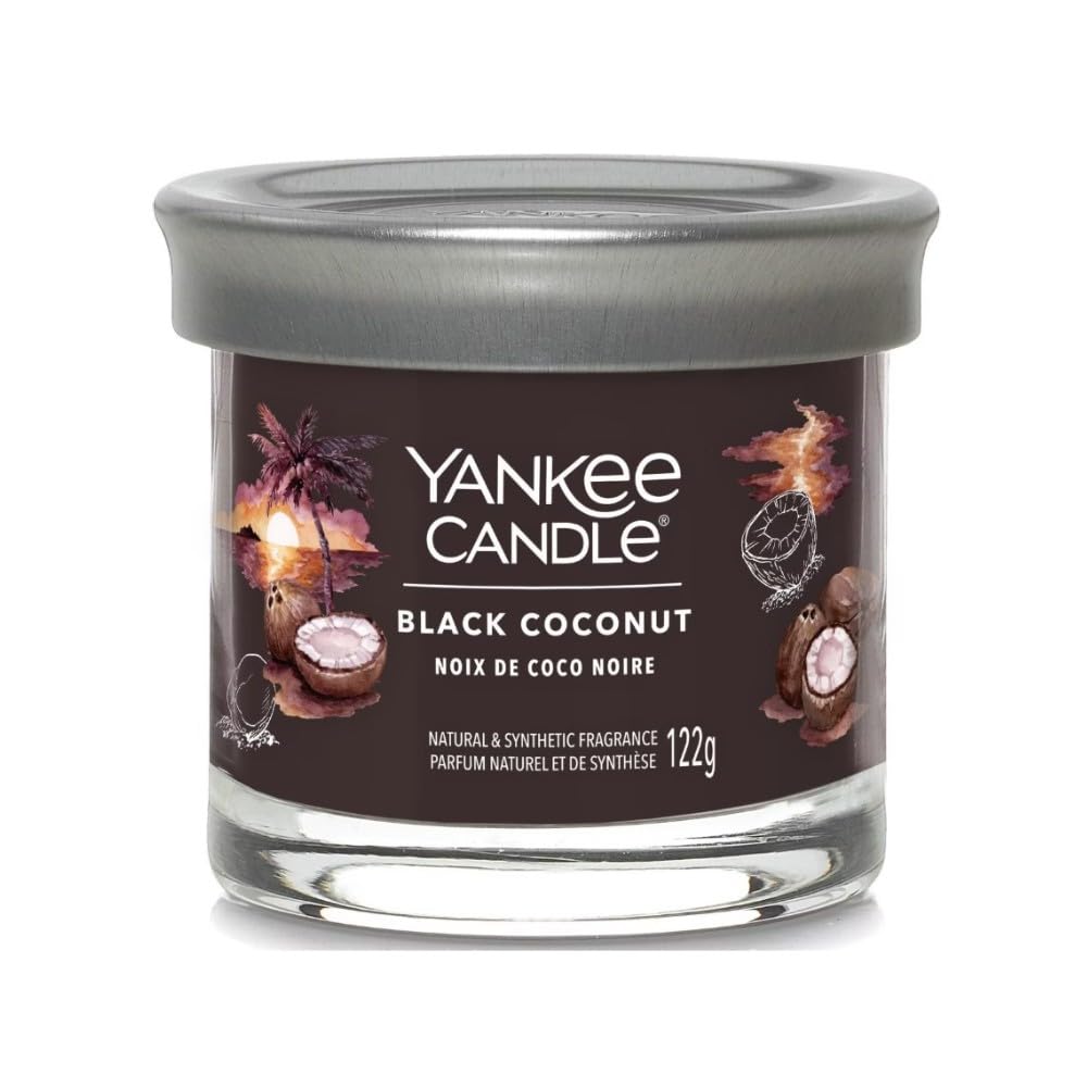 Yankee Candle Black Coconut Scented Candle, 4.2 oz, Notes of Coconut, Pineapple and Cedarwood, 110-150 Hours Burning Time
