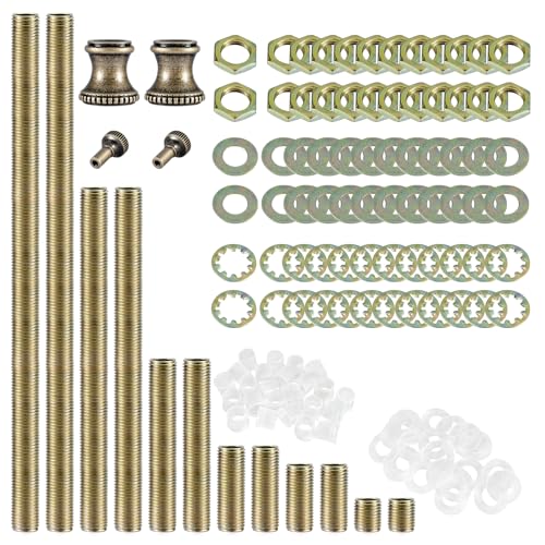 GooChan Lamp Repair Hardware Assortment,All Thread Pipe Lamp Rod,Includes Lamp Nipples,Coupling Pipe...