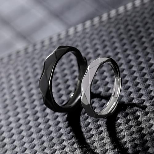 Promise Rings for Couples Wedding Engagement Band Matching Ring Sterling Silver Adjustable Him and Her Jewelry3