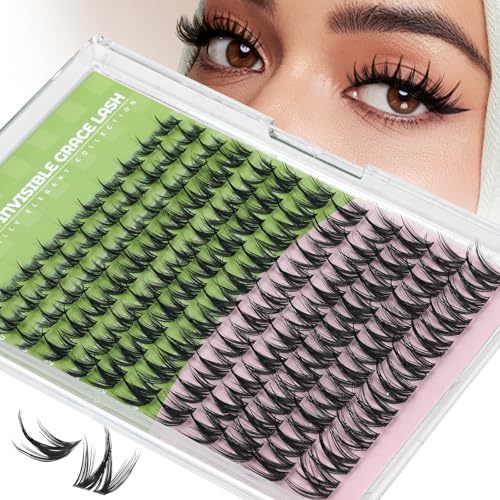 KEYYOU Fairy Chispa Lash Clusters Eyelash Extension D Curl 120Pcs Eyelash Extension Wispy Natural Invisible Band Lash with Waterproof DIY Lash at Home(Fairy Chispa-D-8-18MIX)
