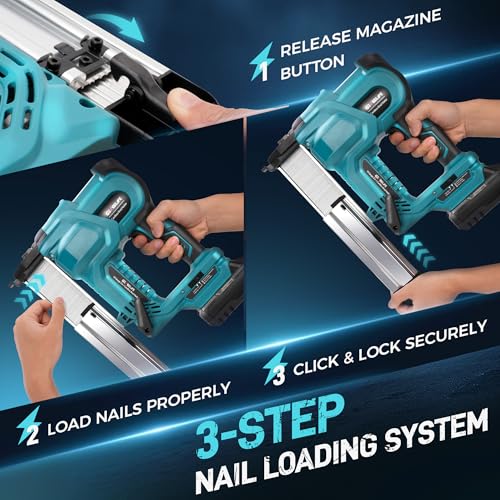 GEVEELIFE Cordless 2" Brad Nailer with 2×2.0Ah Batteries – 2-in-1 18G Nail Gun & Staple Gun, Battery-Powered, 1000 Nails Included, Adjustable Depth, 2 Modes for Wood Carpentry