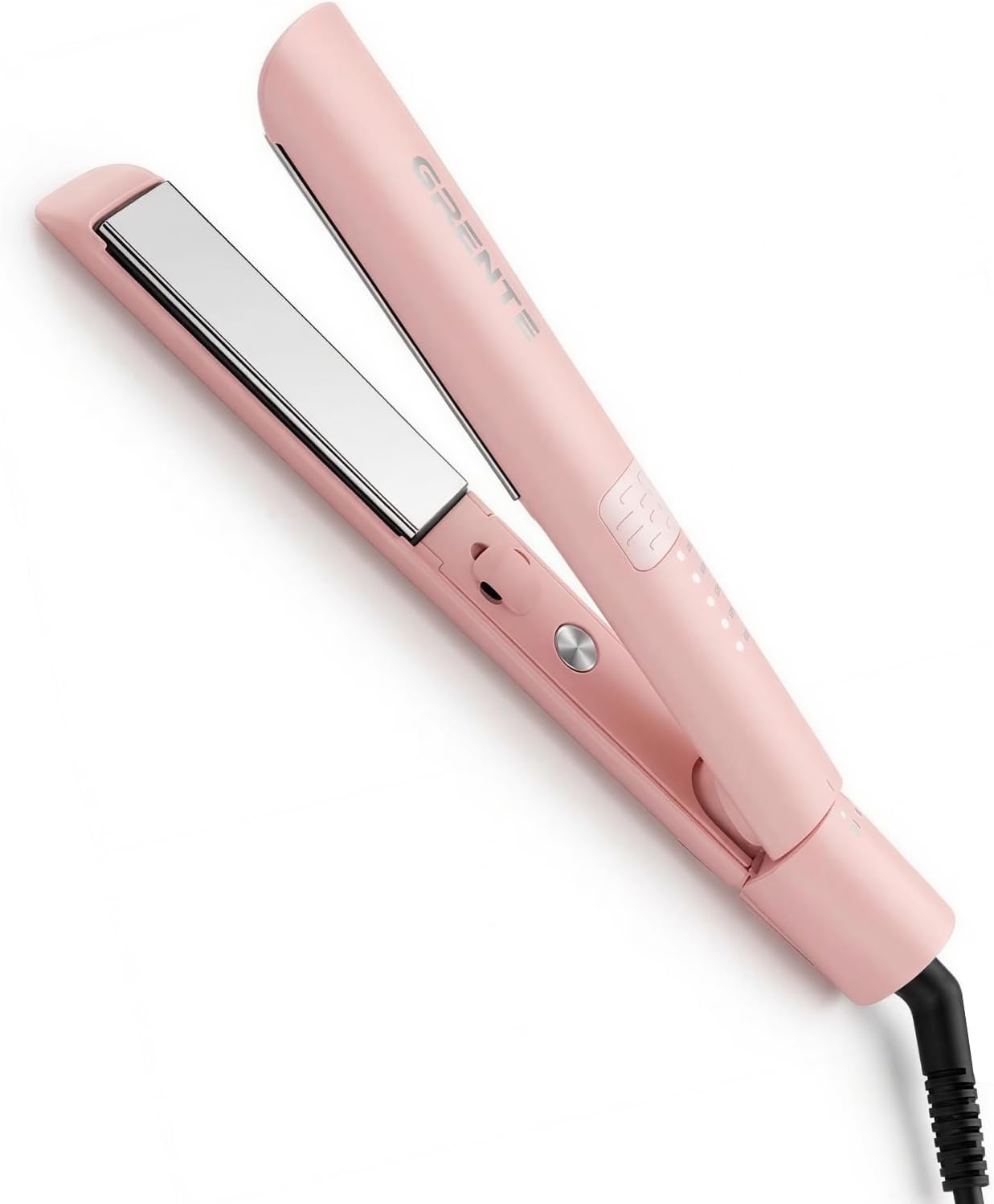 Titanium Flat Iron Hair Straightener and Curler 2 in 1 with Quick Fast Heating, 1 Inch Professional Straightening Iron, 5 Temp Settings for All Hair Types, Dual Voltage & Auto-Shut Off(White)