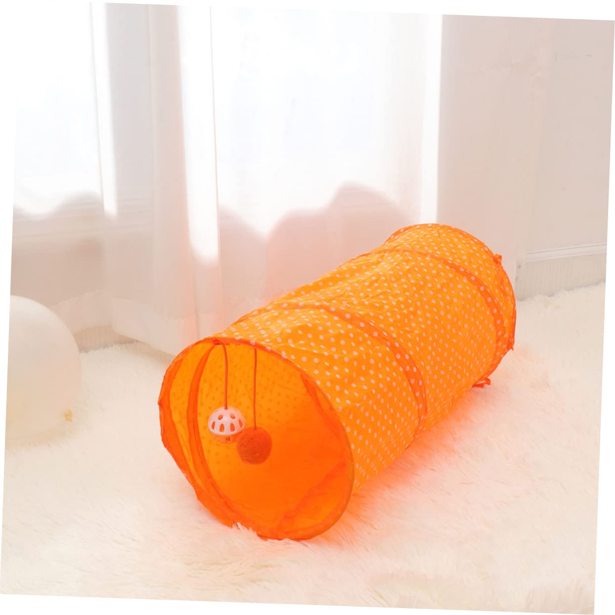 Happyyami 3stücke Funny Pet Cat Tunnel Faltbarer Katzen Spieltunnel Für Kätzchen Interaktives Spielzeug Mit Hängematte Und Ball Aus Orange Für Spiel Und Bewegung