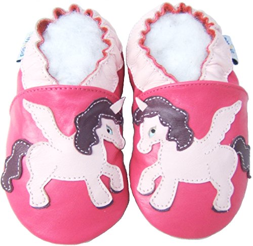 Leather Baby Soft Sole Shoes Boy Girl Infant Children Kid Toddler Crib First Walk Gift Unicorn Fuchsia (6-12month, Fuchsia)