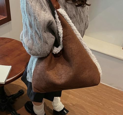 Slouchy Suede Hobo Bags for Women Stylish Shoulder Crossbody Purse Retro Satchel Purses Handbags Tote Bag for Work Date2