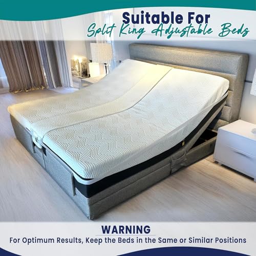Image of 10 inch Extra Wide Bed Bridge Twin XL to King Converter Kit - Split King Gap Filler for Adjustable Bed - Mattress Connector & Gap Filler for Bed - Heavy Duty Metal Buckle Strap - 25D Memory Foam