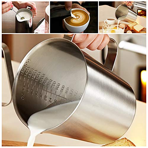 Stainless Steel Measuring Cup Milk Frothing Pitcher with Handle 500ml - Additional View