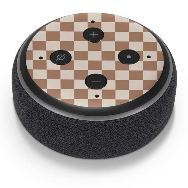 Skinit Decal Audio Skin Compatible with Amazon Echo Dot 3 - Officially Licensed Neutral Checkered Design