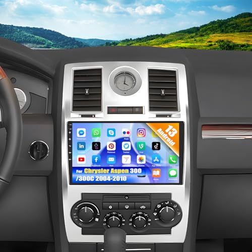 CAMECHO Android 15 Navigation Autoradio pour Chrysler Aspen 300/300C 2004-2010, 9 Pouces Écran 2 Din Poste Radio Voiture avec GPS WiFi Bluetooth USB FM/RDS EQ Commande...