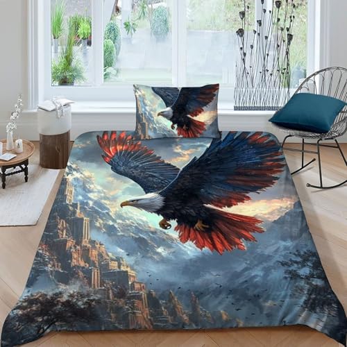 Housse de couette single fermeture éclair imprimé animaux 3D - 3