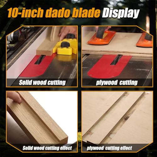 Image of 10 inch Stacking Dado Blade Set 24-Tooth,Dado Blades for 10 Inch Table Saw,Compatible with 10 Inch Table Saw,Dado Stack for Fine Finished Dados, Grooves, and Rabbets,Ranging From 1 /4'' to 13 /16''14 Pieces