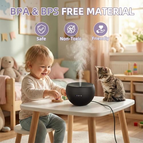 Difusor Aceites Esenciales 100 ml, Pequeño Difusor de Aromaterapia 2 Modos, Humidificador Ultrasónico y Difusor de Aroma, Apagado Automático, Ultra Silencioso, para Casa Hogar Oficina Yoga SPA, Negro - imagen 6