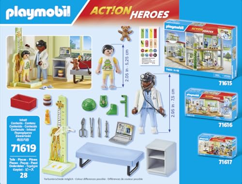 Miniatura 5 de PLAYMOBIL Action Heroes 71619 Pediatra con Osito de Peluche, Hecho de más del 80% de Materiales reciclados y de Base biológica, Juguetes para niños y niñas a Partir de 4 años