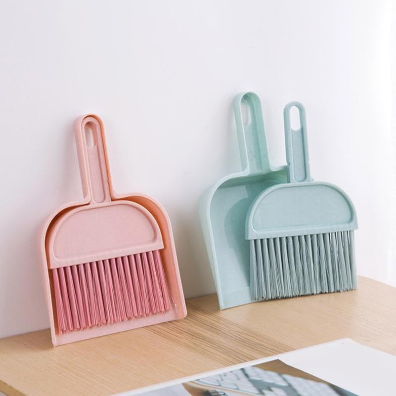 Cabilock Mini Broom and Dustpan Set for Kids Small Handheld Sweeper with Ergonomic Handle Portable Cleaning Tool for Desks Tables and Pet Areas 7.87X5.70X1.18In