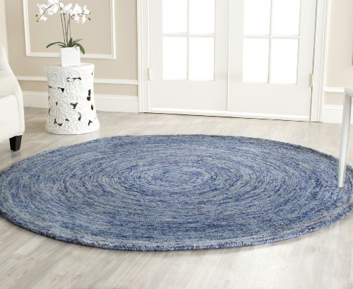 Safavieh Ikat Collection IKT633A Handmade Premium Wool Area Rug, 8' x 8' Round, Dark Blue / Multi
