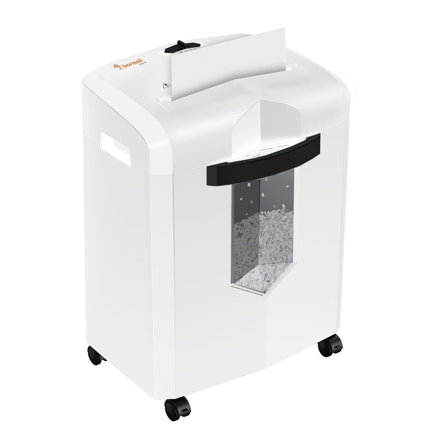 Bonsaii Micro Cut Shredder, Portable with a Convenient Handle, shredding up to 12 Sheets, P-4 Security Level, 60 Min Continuous, CD/Credit Card, Jam-Proof, 4.2 Gal Bin, White/Gray