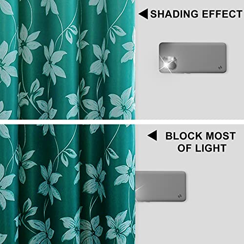 Dwcn Floral Print Blackout Curtains For Bedroom, Ombre Window Curtain Panels, Energy Saving, Thermal Insulated, Decorative Flower Pattern, Grommet Top, Set Of 2 (Teal, Width 52 Inch X Length 63 Inch) #TOP7