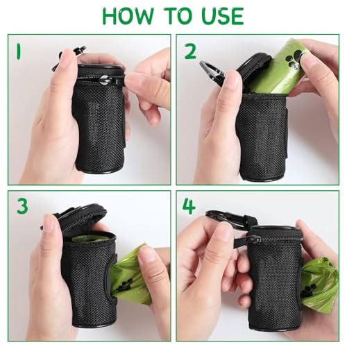 WOLMIK Kotbeutelspender für hunde, Hundekotbeutelspender, hundetüten spender mit Karabinerhaken, Hundekotbeutel-Spender Passt jede Hundeleine für Gassi Laufen - Schwarz