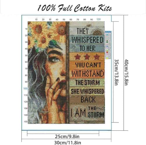 Image of DYAIANGMU Stamping Cross Stitch Kits for Adults, Woman Flower Cross Stitch Kits for Beginners, Needlepoint Cross-Stitch Patterns Embroidery Kits Arts and Crafts for Home Decor 11.8 * 15.7 Inch
