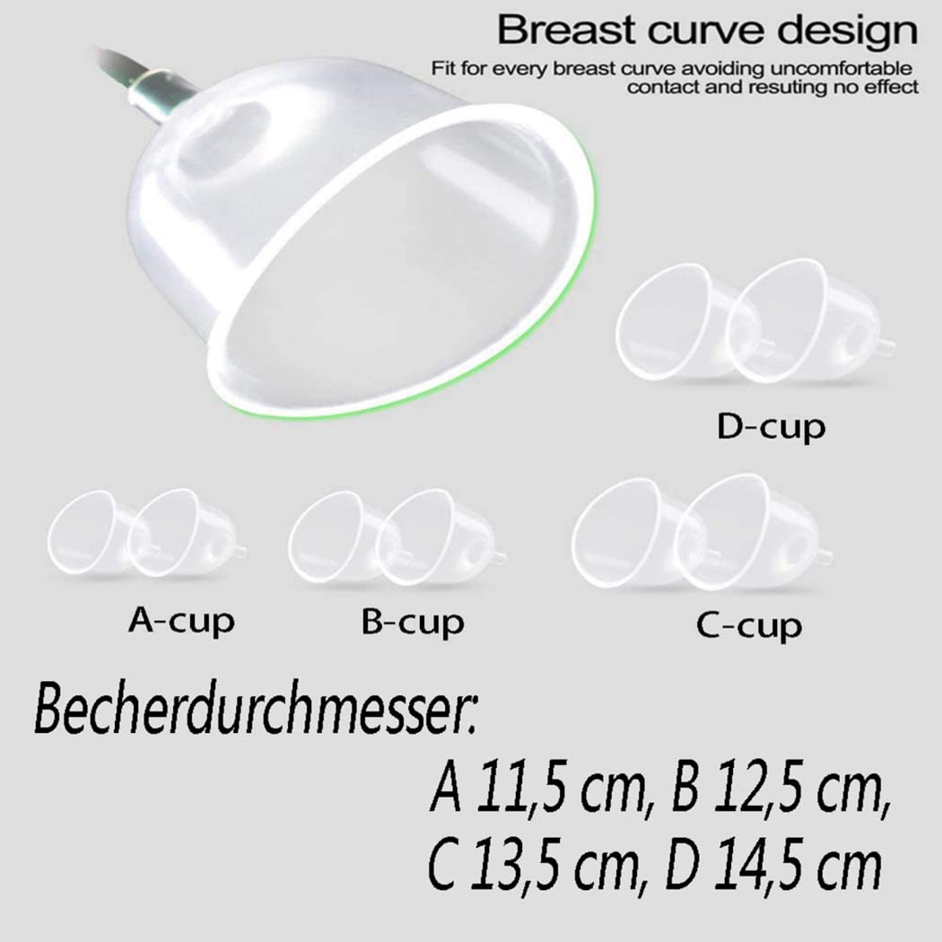 Frauen Brustpumpe Sexspielzeug, Tragbares Brust Vakuum Pumpen Elektrische Brustsauger Größere Brüste Nippelsauger Sex Wachstums Trainings Mit Einzelne/Doppelte Silikon Saugnäpfe Set,Double cup,B
