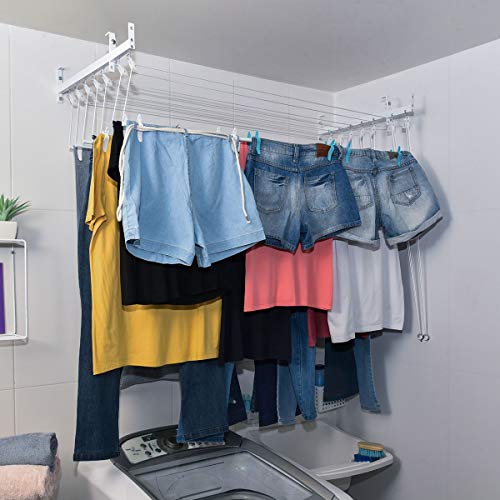 Varal de Parede e Teto Prático - 7 Varetas Individuais de 1,20 metros