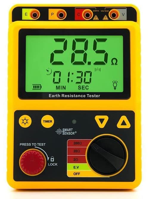 Medidor de resistencia al suelo, medidor de resistencia a la tierra, dispositivo de prueba de voltaje de tierra con rango de medición de resistencia