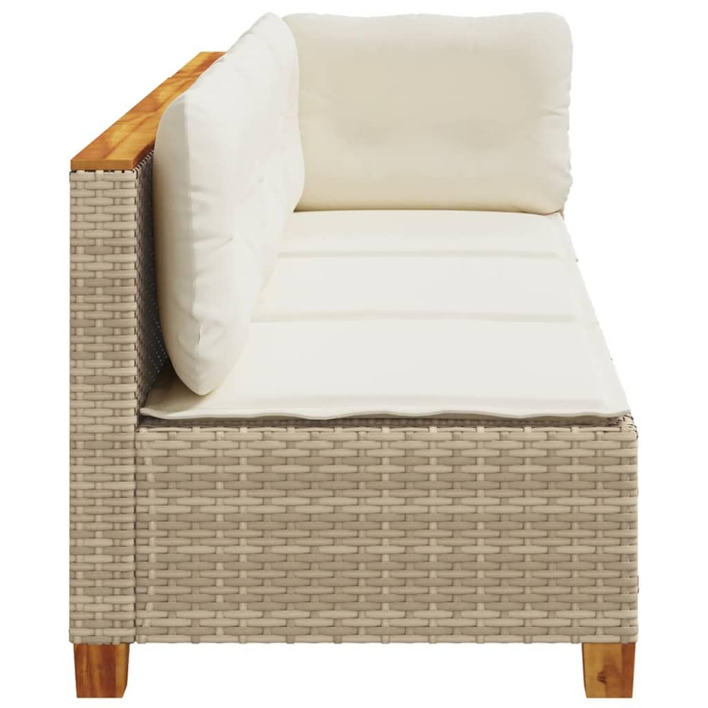vidaXL Canapé de Jardin avec Coussins 3 Places Beige résine tressée, canapé d'extérieur, siège de Jardin, canapé de Jardin Trois Places