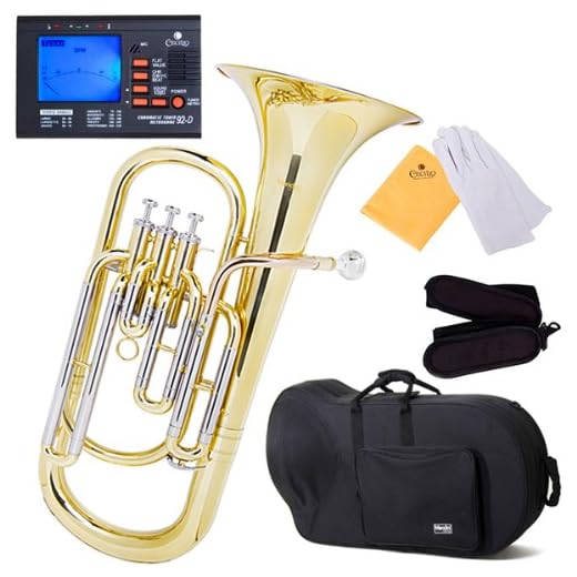 Mendini MBR-30 Intermediate Brass B Flat Baritone with Stainless Steel Pistons