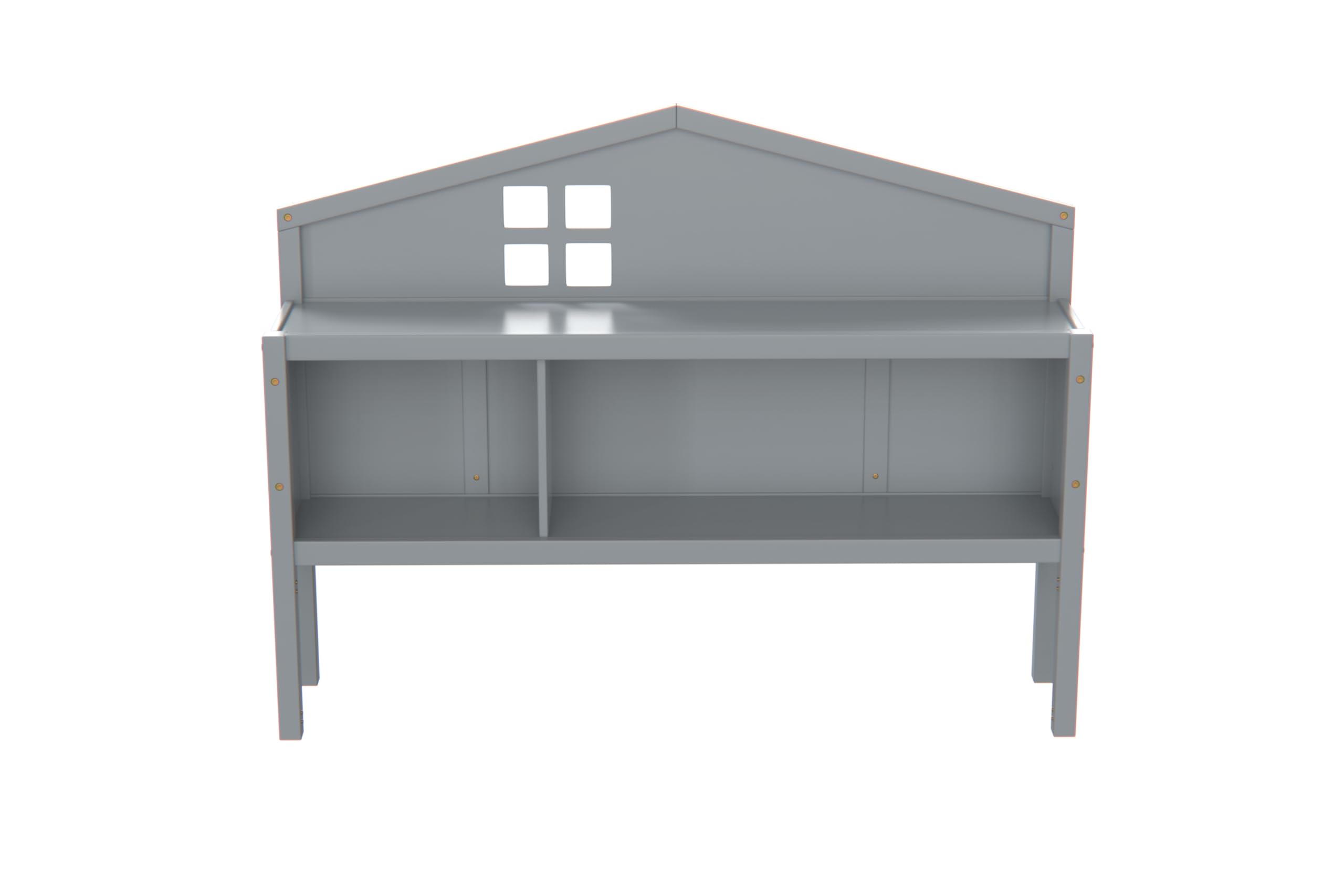 HiHomely Montessori Floor Bed Headboard Storage Cabinet – Grey, Freely Collage Design, Full-Size Bed Organizer with Shelves, Kids Room (1 Shelves)