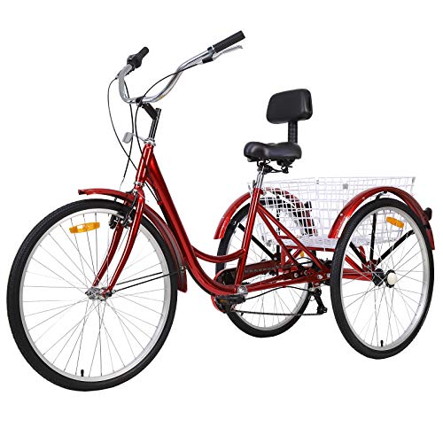 Barbella 26 Inch Adult Tricycle Three-Wheeled Wild Handle Bicycle with Metal Wire Shopping