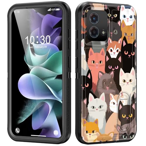 BFUKVOU for Moto G Stylus 5G 2024 Case with Built in Kickstand,Shockproof/Dustproof/Drop Proof 3-Layer Military Grade Protective Cover for Motorola Moto G Stylus 5G 2024,Colorful Cats - image 1