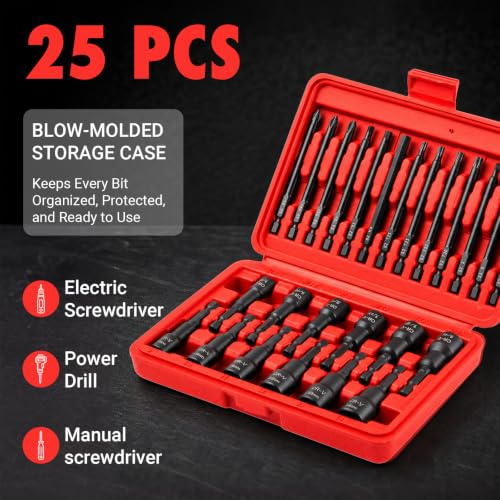 Image of 25-Piece Magnetic Nut Driver Set, SAE and Metric, 90mm Long Bits