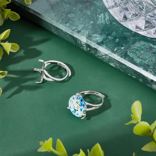 Bases de bagues argent S925 réglables à griffes pour création bijoux DIY - 3