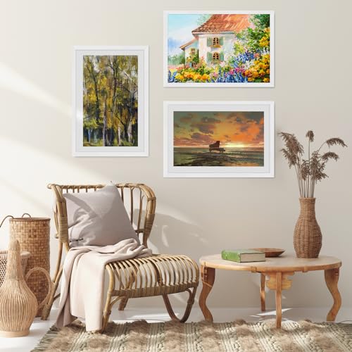 puthiac 11x14 White Oak Wood Picture Frame - Minimalist 11x14 Poster Frame, 11"x14" Frame Wood, Natural Solid Wooden Picture Frames for Wall Art Photo and Prints (1 Pack, White)