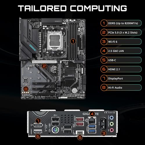 Image of GIGABYTE B850 Gaming WIFI6 AMD AM5 ATX Motherboard, Support AMD Ryzen 9000 /8000 /7000 Series, DDR5, 6+2+2 Power Phase, 3X M.2, PCIe 5.0, USB-C, WIFI6, GbE LAN, EZ-Latch, 5-Year Warranty