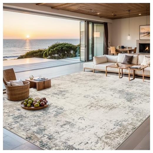 Washable 8x10 Area Rug in Modern Abstract Design