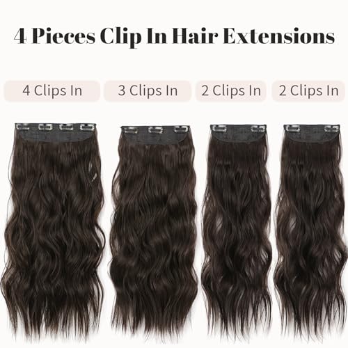 Image of KooKaStyle Wavy Thick Clip in Hair Extensions 16 inch Dark Brown