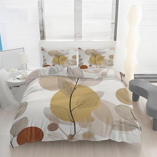 Parure de Lit 240x220 Feuille Abstraite de Qualité Supérieure en Microfibre Douce et Durable