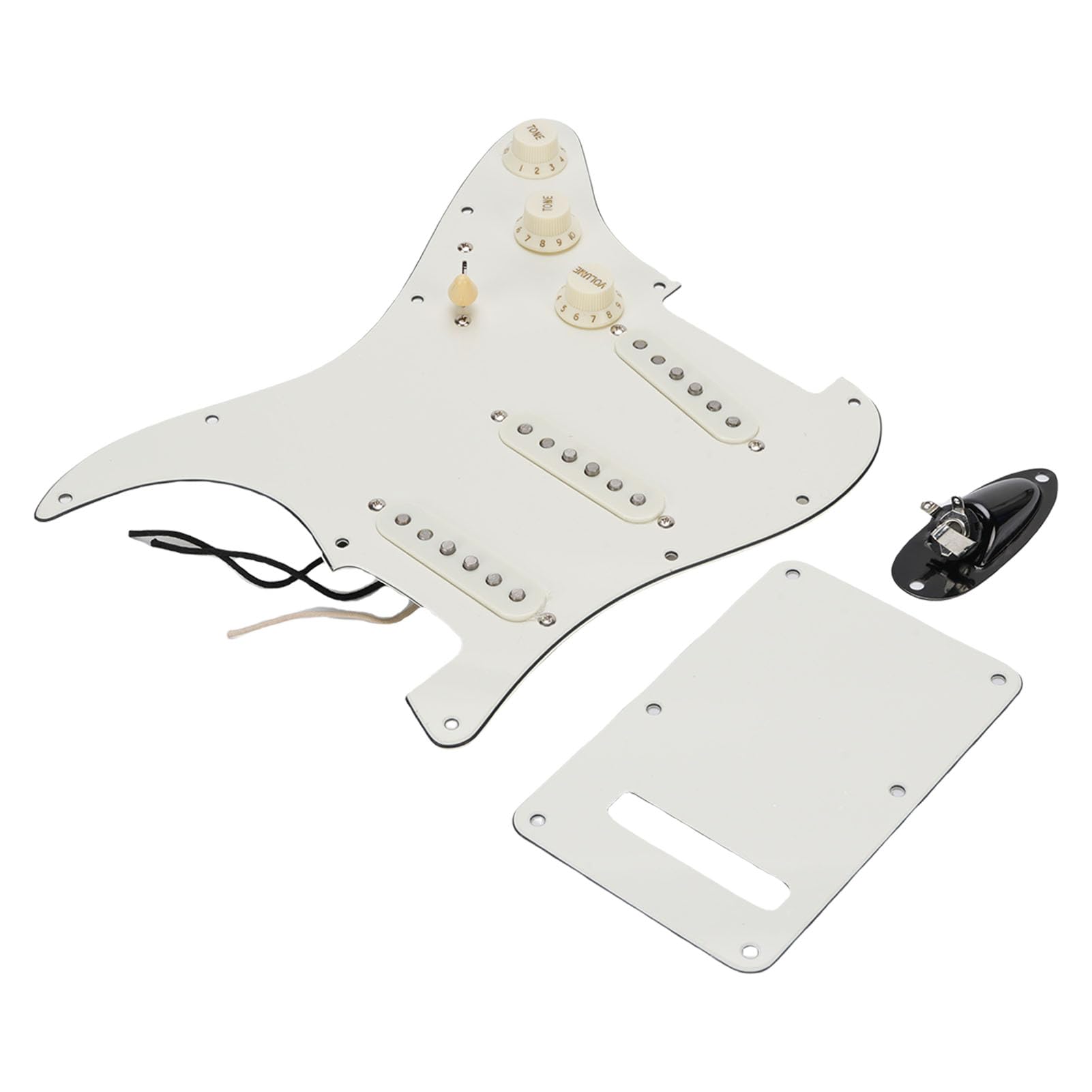 RiToEasysports Pickguard, Scratchplate Wstępnie Okablowana Maskownica Gitarowa Pickguardy do Gitary Elektrycznej do Płyt z podwójną cewką 3 Warstwy PVC Vintage (Czarna wtyczka statku)