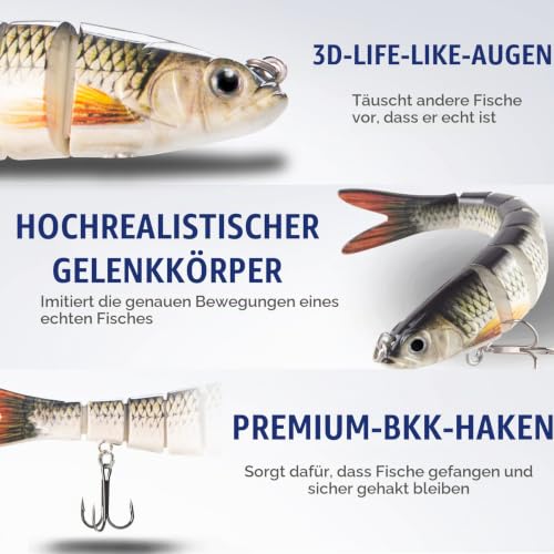 Angelköder, Kunstköder, Spinnköder, Fische Angeln Set, Wobbler Jerkbait, Rotauge Köder für Hecht Barsch Zander, Angelset, Angelhaken 1-1 – Bild 4