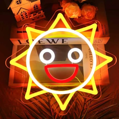 Image of Sun Neon Sign Game Neon Signs for Wall Decor, Dimmable LED Neon Lights for Bedroom Gaming Room Man Cave, USB Powered Acrylic Neon Light for Teens Boys Home Party Decor