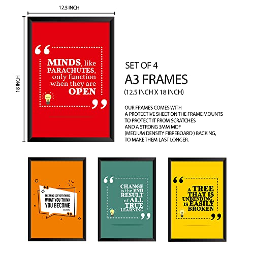 Image of PAPER PLANE DESIGN Motivational Quotes Framed Wall Paintings - Inspiring Quotes Frames For Office And Home Decor set of 8 (9 x 12.5 Inches ; 18 x 12.5 Inches). (B)