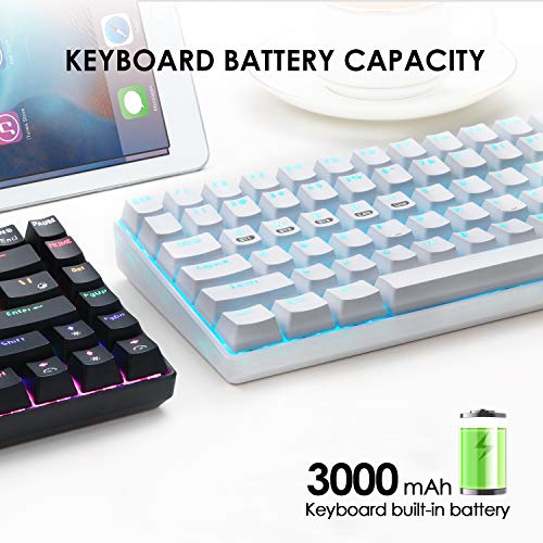 Wireless Gaming Keyboard Mechanical Blue LED Backlit Bluetooth 5.0/Wireless 2.4G/Wired 84 Keys Mini Keyboard with Rechargeable 3000mAh Battery Brown Switches Type-C USB Receiver for Windows Gaming PC - Image 5