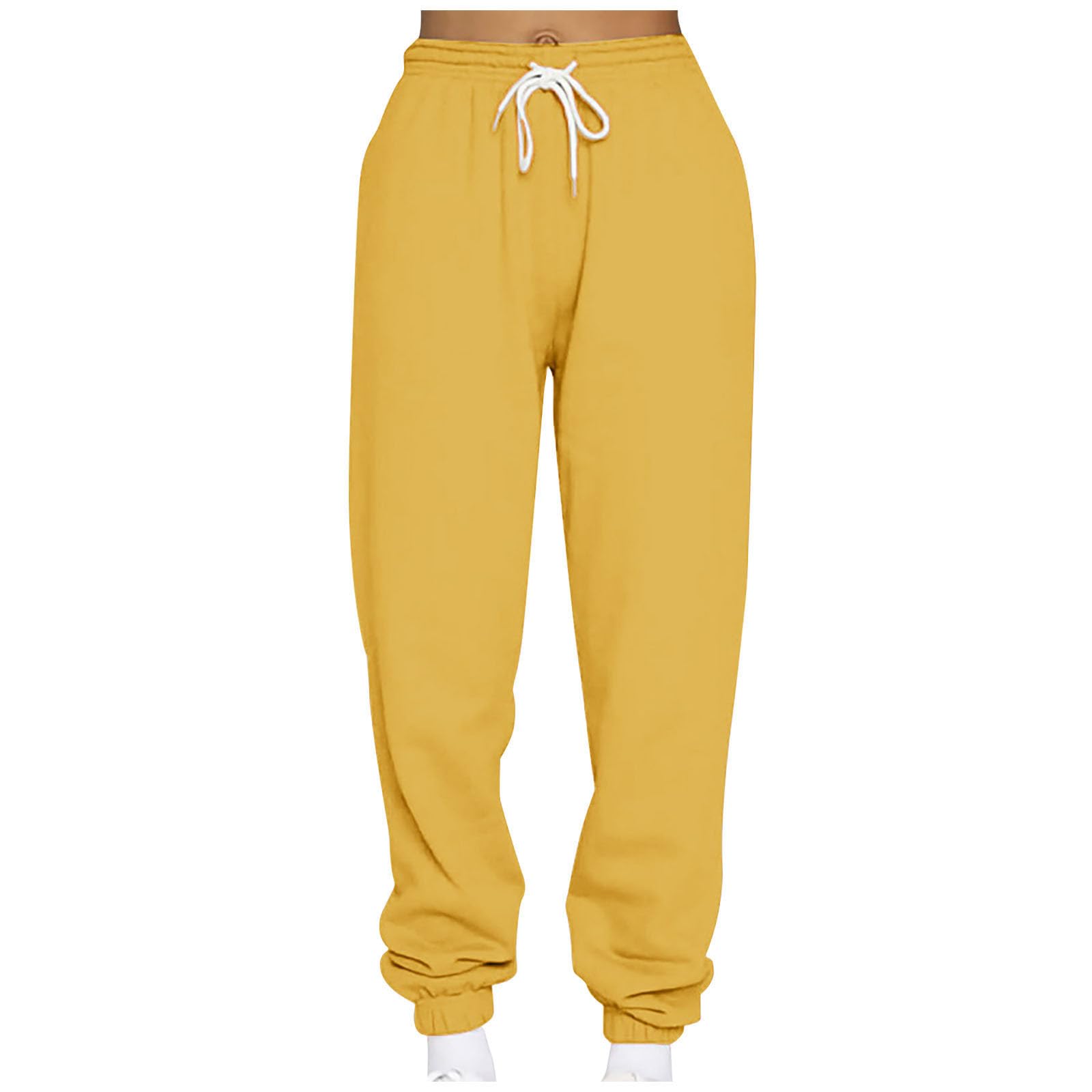 MitankcooWomen's Cotton Sweatpants with Pockets Drawstring Joggers Yoga Pants Pants for Women Trendy